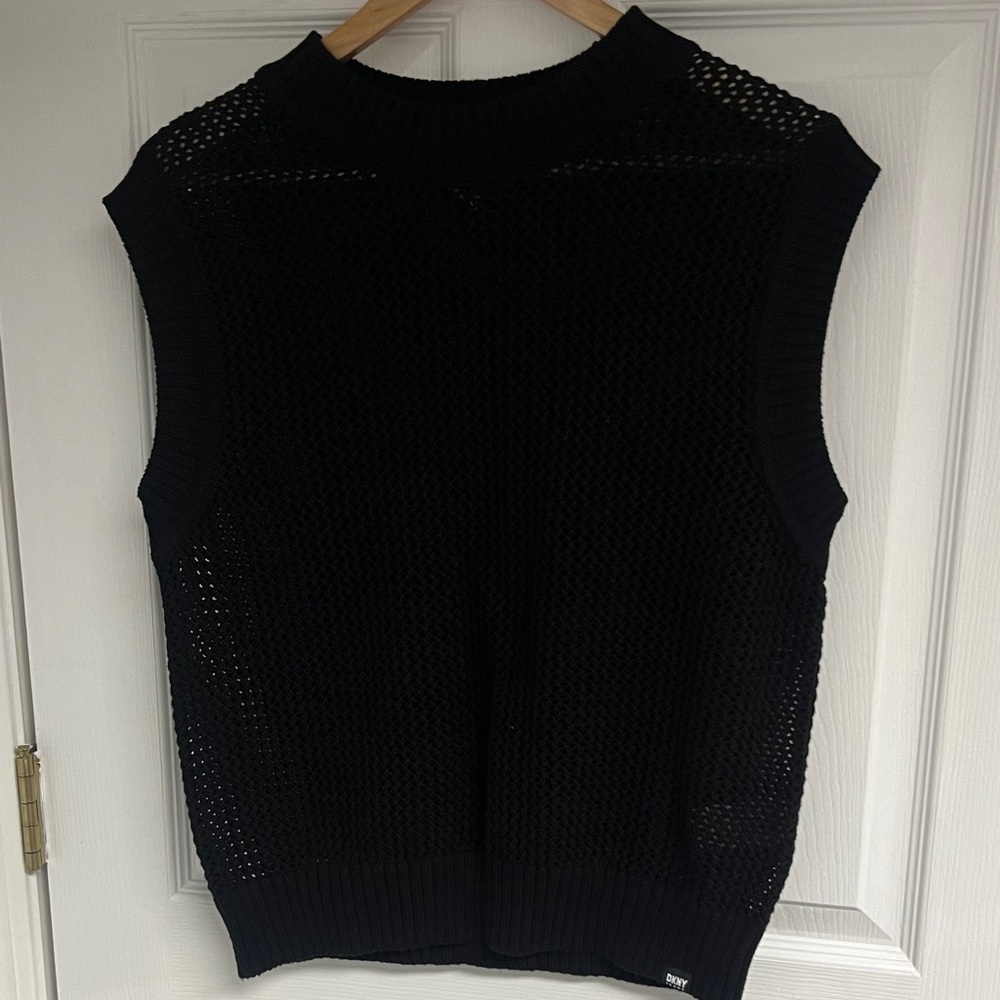 DKNY Black Sleeveless Sweater